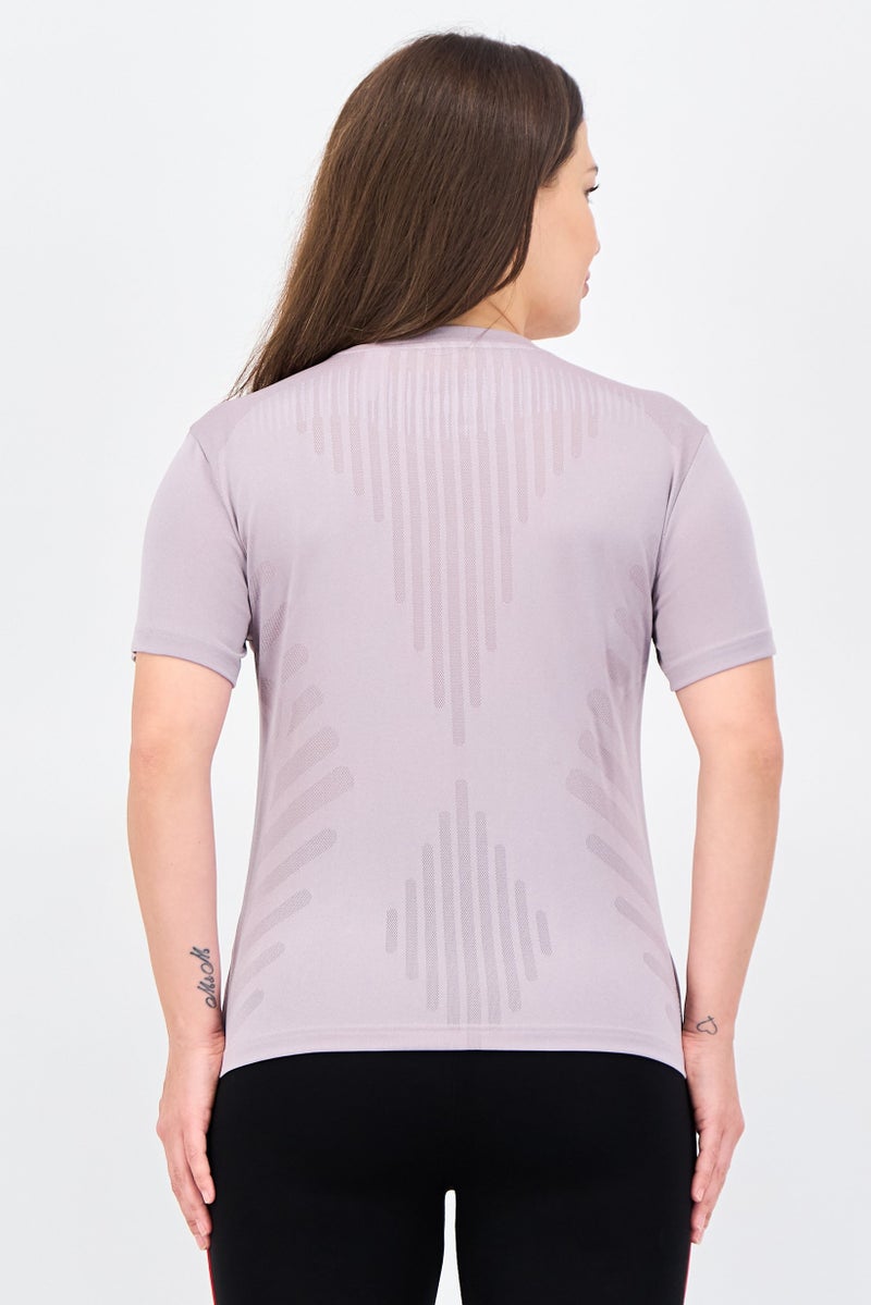 Adidas Women Sportswear Fit Short Sleeve Training Top, Light Purple - Image 4