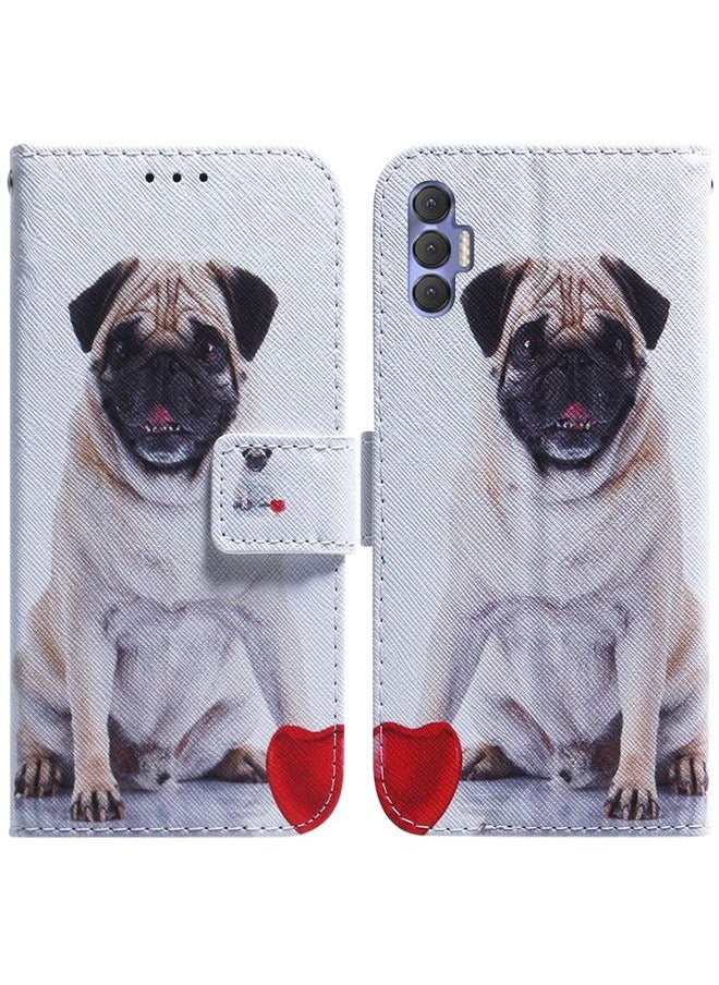 HuHa - Case Cover For For Tecno Spark 8P Coloured Drawing Leather Phone Case(Pug) - Image 1