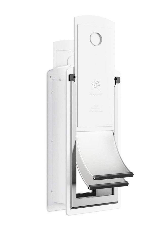 Decormax Cat Door for Wall, Energy Efficient Pet Door with Steel Frame, Telescoping Tunnel, Double Magnetic Flaps and Two Sliding Lock Panels, Easy to Install, Milky White, Small - Image 1