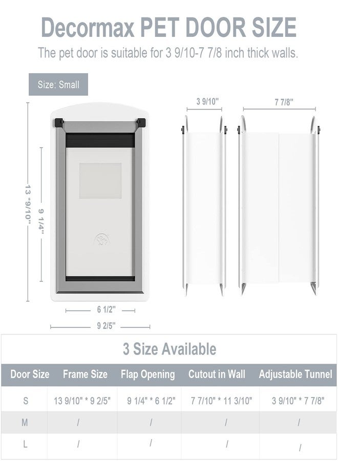 Decormax Cat Door for Wall, Energy Efficient Pet Door with Steel Frame, Telescoping Tunnel, Double Magnetic Flaps and Two Sliding Lock Panels, Easy to Install, Milky White, Small - Image 4