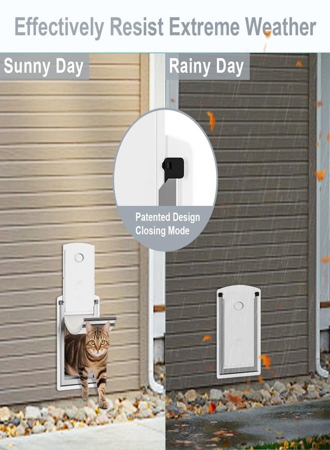 Decormax Cat Door for Wall, Energy Efficient Pet Door with Steel Frame, Telescoping Tunnel, Double Magnetic Flaps and Two Sliding Lock Panels, Easy to Install, Milky White, Small - Image 3