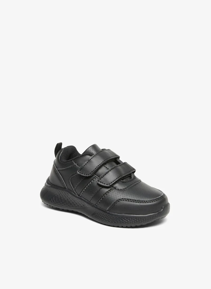 Kids Solid School Shoes With Hook And Loop Closure
