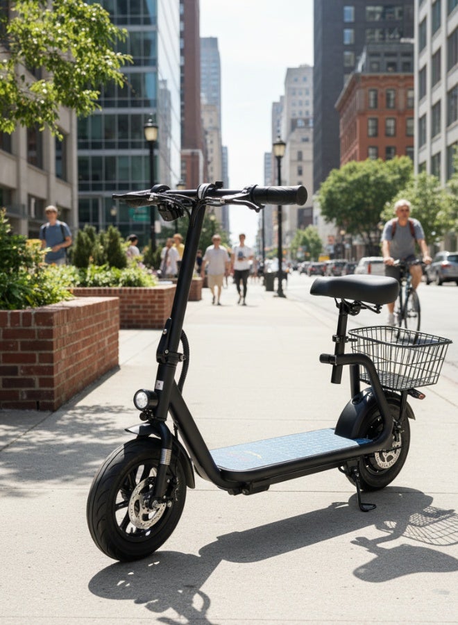 NIYAZI Electric Scooter for Adults 48V with 13Ah Battery, 500W Motor, Basket & Comfortable Seat - Image 1