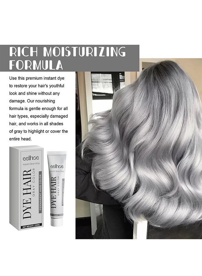إيلهو كريم صبغ الشعر باللون الرمادي الفوري الفضي ، لون الشعر الدائم ، صبغ الشعر كريم اللون الفضي الرمادي الفاتح ، كريم اللون الفضي الفضي ، كريم صبغة الشعر الطبيعي الرمادي الفضي ، صبغة الشعر الفضي 100 مل - Image 4
