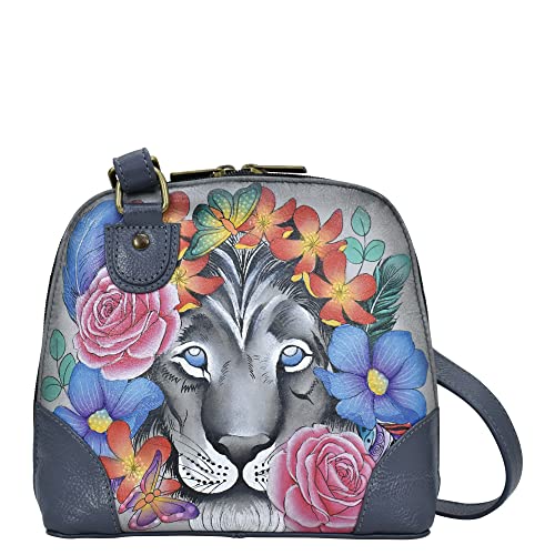 Anna by Anuschka Women's Leather Small Zip-Around Handbag, Multi Compartment Organizer, Lion Magic - Image 1