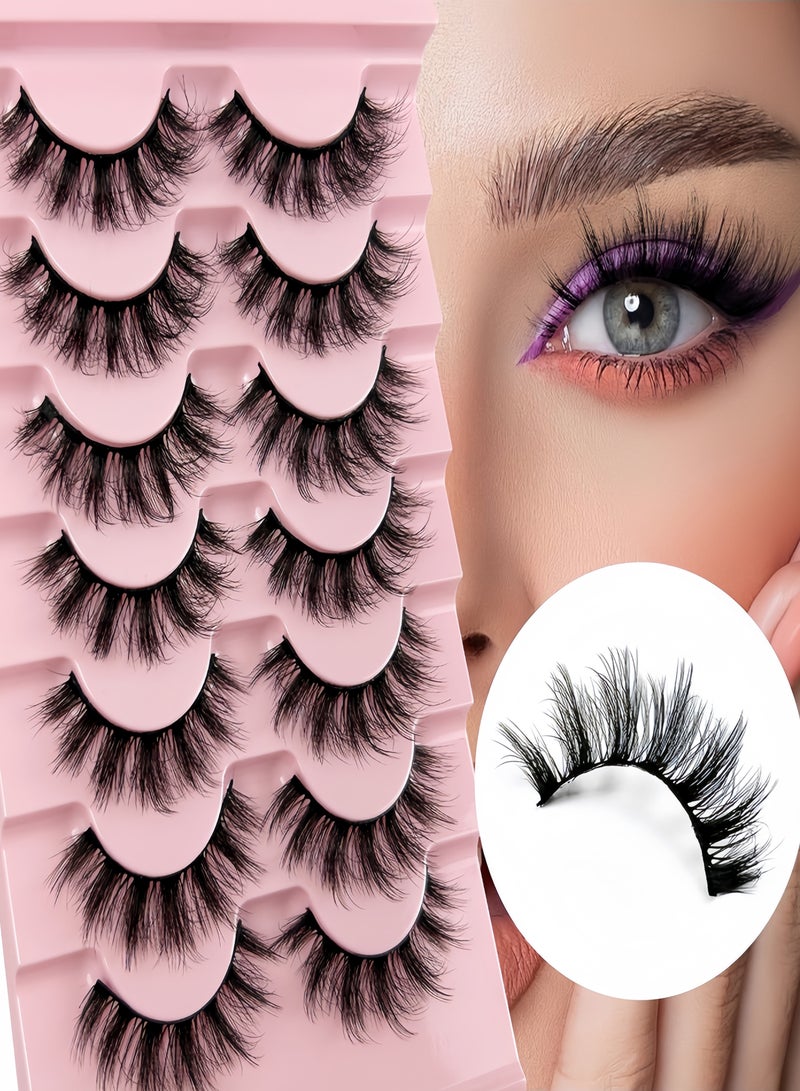 （7 أزواج） رموش صناعية فوضوية فوضوية رقيق، رموش صناعية مجعدة ناعمة، رموش صناعية قابلة لإعادة الاستخدام لمحاكاة الرموش الطبيعية للمكياج - Image 1