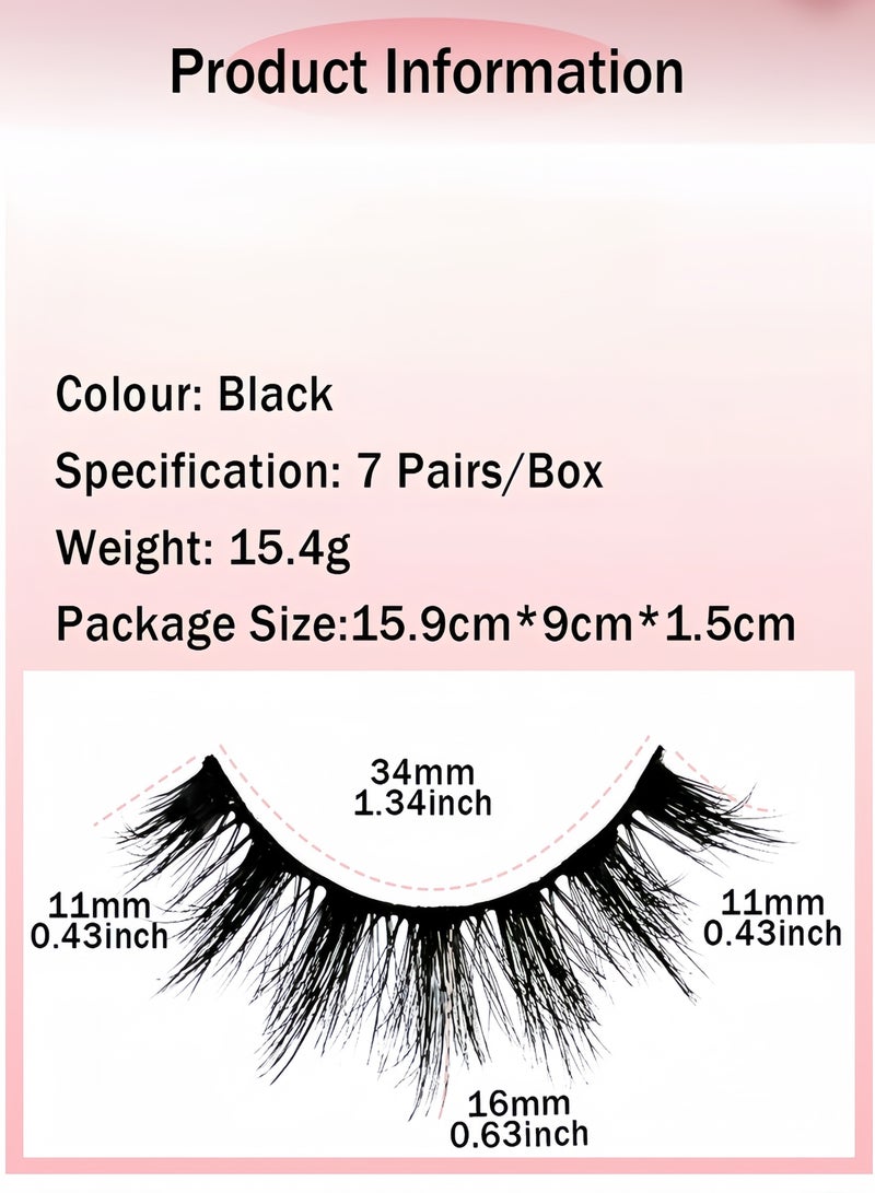 （7 أزواج） رموش صناعية فوضوية فوضوية رقيق، رموش صناعية مجعدة ناعمة، رموش صناعية قابلة لإعادة الاستخدام لمحاكاة الرموش الطبيعية للمكياج - Image 5