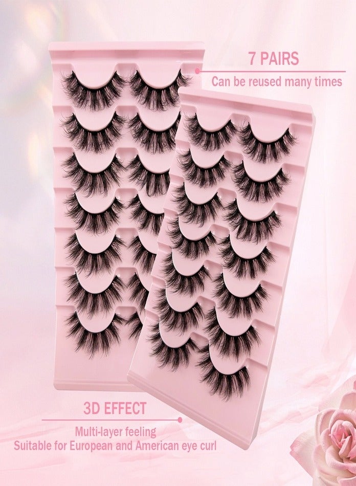 （7 أزواج） رموش صناعية فوضوية فوضوية رقيق، رموش صناعية مجعدة ناعمة، رموش صناعية قابلة لإعادة الاستخدام لمحاكاة الرموش الطبيعية للمكياج - Image 2