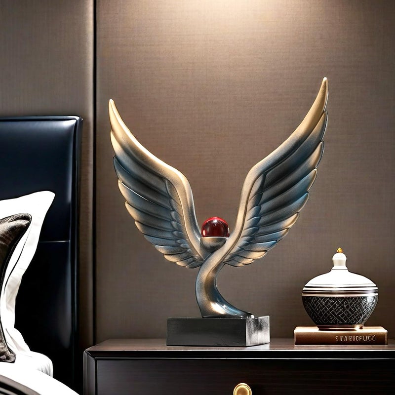 SHTWX Abstract Eagle with Crystal Ball Statue Resin Art Sculpture Frgurines Gift for Home Decor Office Living Room Desktop Display Decorative Decoration (Blue) - Image 3