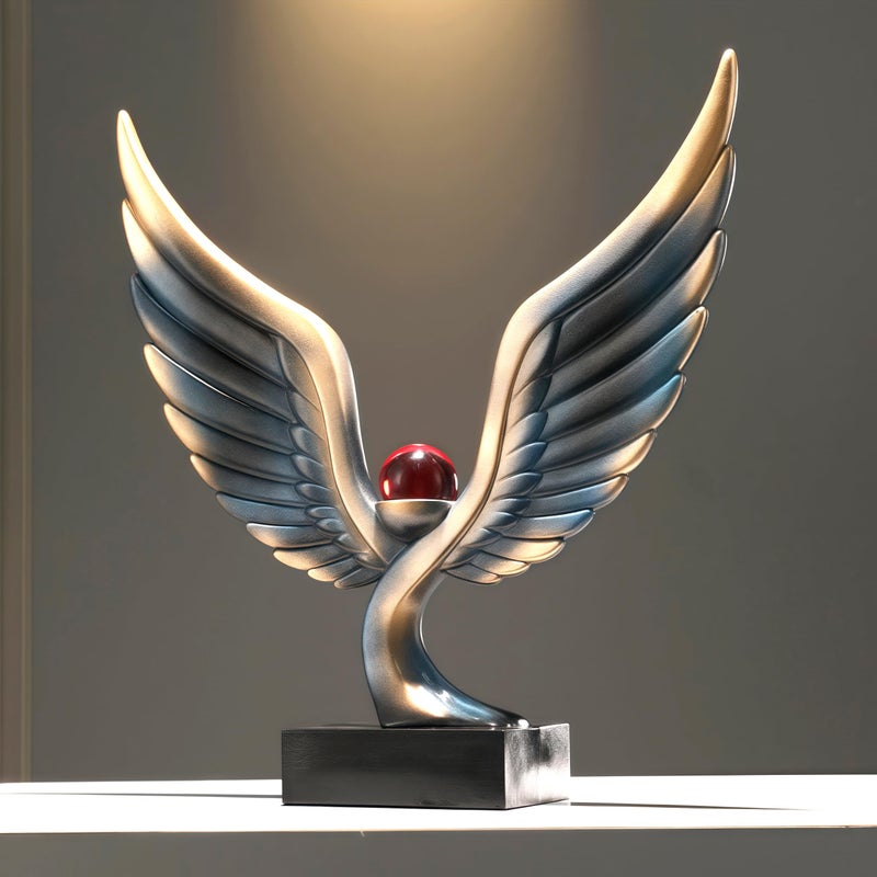 SHTWX Abstract Eagle with Crystal Ball Statue Resin Art Sculpture Frgurines Gift for Home Decor Office Living Room Desktop Display Decorative Decoration (Blue) - Image 1