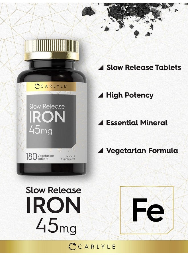 حديد كارلايل بطيء الإطلاق ٤٥ ملغ | ١٨٠ قرصًا | مكمل غذائي معدني كبريتات الحديدوز | للرجال والنساء | تركيبة نباتية، خالية من الكائنات المعدلة وراثيًا، وخالية من الغلوتين - Image 3