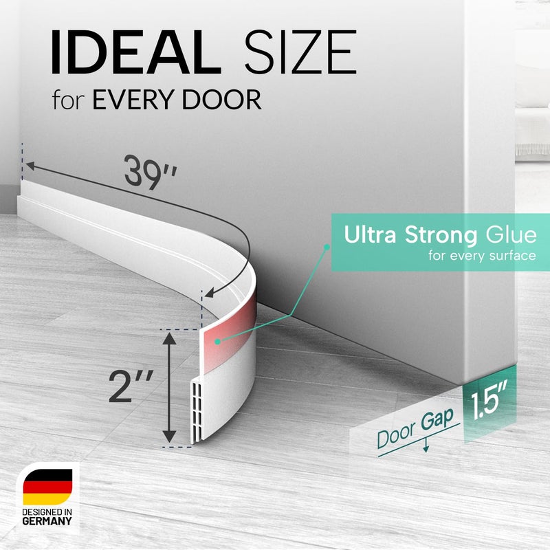 VellureÂ® Door Draft stoppers for Bottom of Door - New Premium Door Sweep/Door Seal Strip (Save Energy â€“ installs Quickly and Easily) Door Weather Stripping, Ideal for Keeping Out Cold (5x39 White) - Image 2