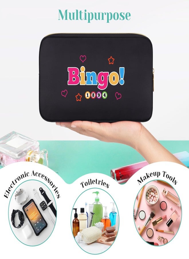 Baipilu Feminine Bingo Lovers Cosmetic Bag - Black, 9.4 x 5.1 x2.75 Inches - Perfect for Travel, Gifts, Home Storage - Image 5
