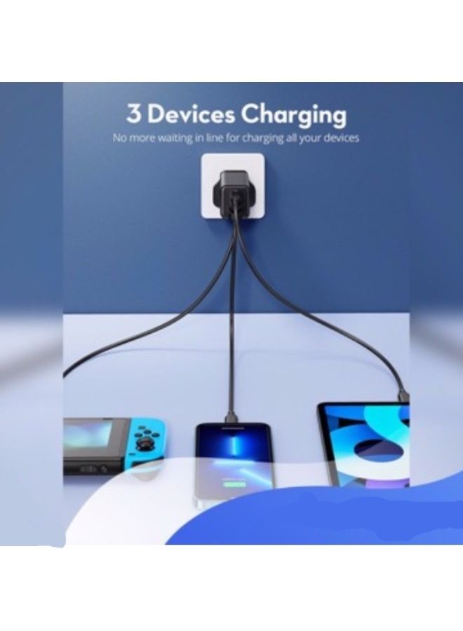 راف باور شاحن جداري راف باور بايونير 65 واط منفذين USB-C ومنفذ USB-A - اسود لون أسود - Image 2