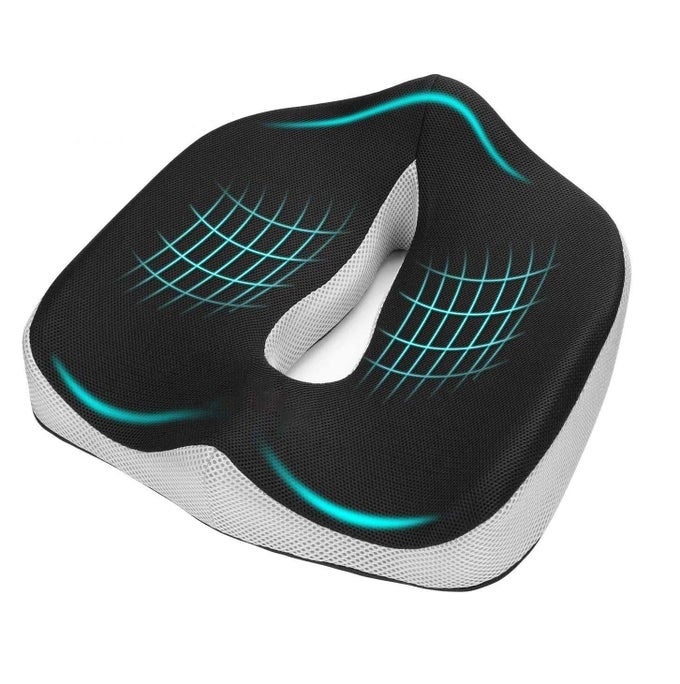 ORTHOPAEDIC COCCYX PILLOW TAILBONE SEAT CUSHION WITH NON-SLIP HIGH DENSITY MEMORY FOAM TO RELIEVE SCIATICA, BACK PAIN RELIEF FOR CHAIR, WHEEL CHAIR, CAR, MULTI COLOR