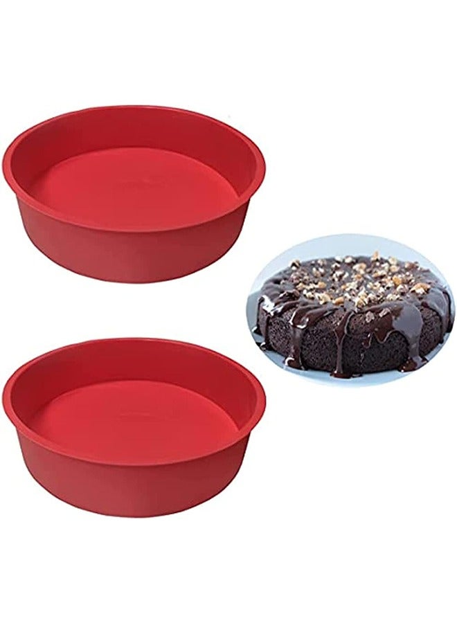 meayul 2pcs 6 Inch Silicone Cake Molds for Baking, Round Cake Baking Pan, Non-Stick Quick Release Suitable for Cheesecake Chocolate Cake, Brownie Cake, puddings, Birthday Party, Wedding Anniversary - Image 1