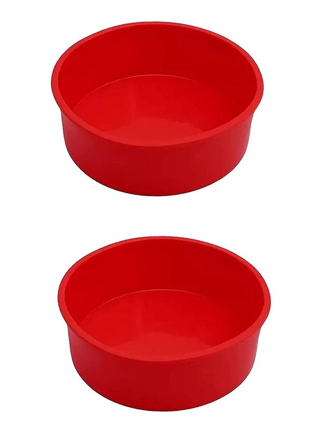 meayul 2pcs 6 Inch Silicone Cake Molds for Baking, Round Cake Baking Pan, Non-Stick Quick Release Suitable for Cheesecake Chocolate Cake, Brownie Cake, puddings, Birthday Party, Wedding Anniversary - Image 2