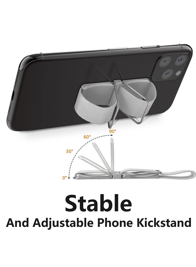 Cell Phone Grip and Handle Bracket - 4-Piece Set in Black and Silver for Phones, Tablets, and Cases - Convenient Finger Holder for Enhanced Stability and Comfort. - Image 5