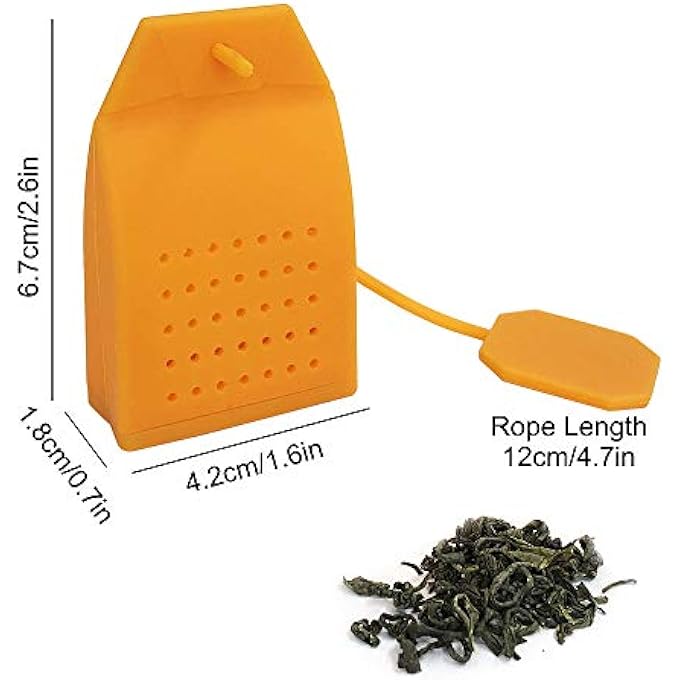 FineGood 6 Pcs Silicone Tea Infusers Reusable Safe Loose Leaf Tea Bags Strainer Filter With Long Rope  6 Colors - Image 4