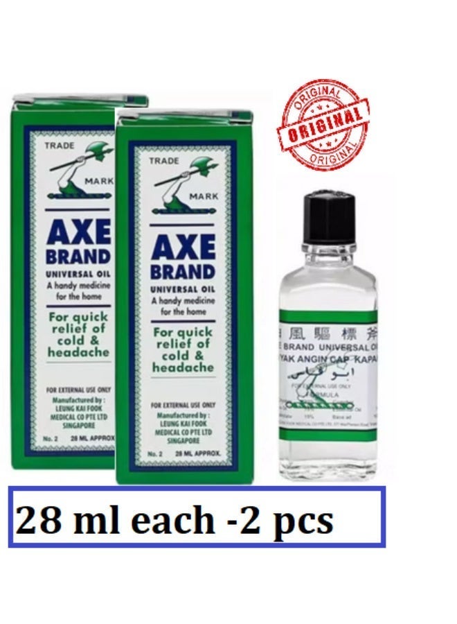 Axe Branded Original Fresh Universal Oil For Quick Relief of Cold and Headache 28 ml pack of 2 - Image 1