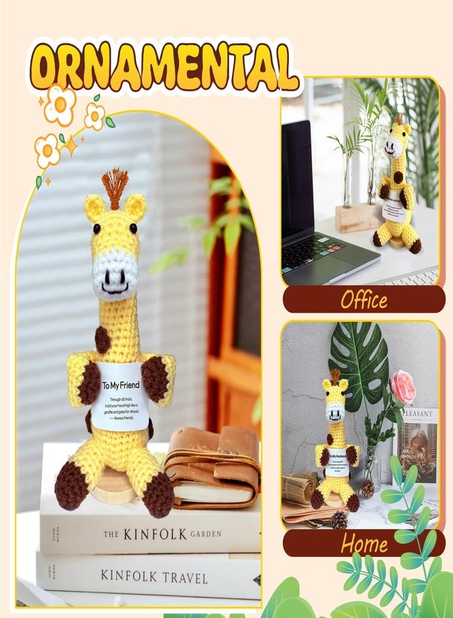 utosday Positive Crochet Animals Giraffe Gifts, Emotional Support Crochet Birthday Gifts for Women Daughter Friend Husband Wife Girl, Handmade Giraffe Doll for Wedding Anniversary Christmas (To My Friend) - Image 3