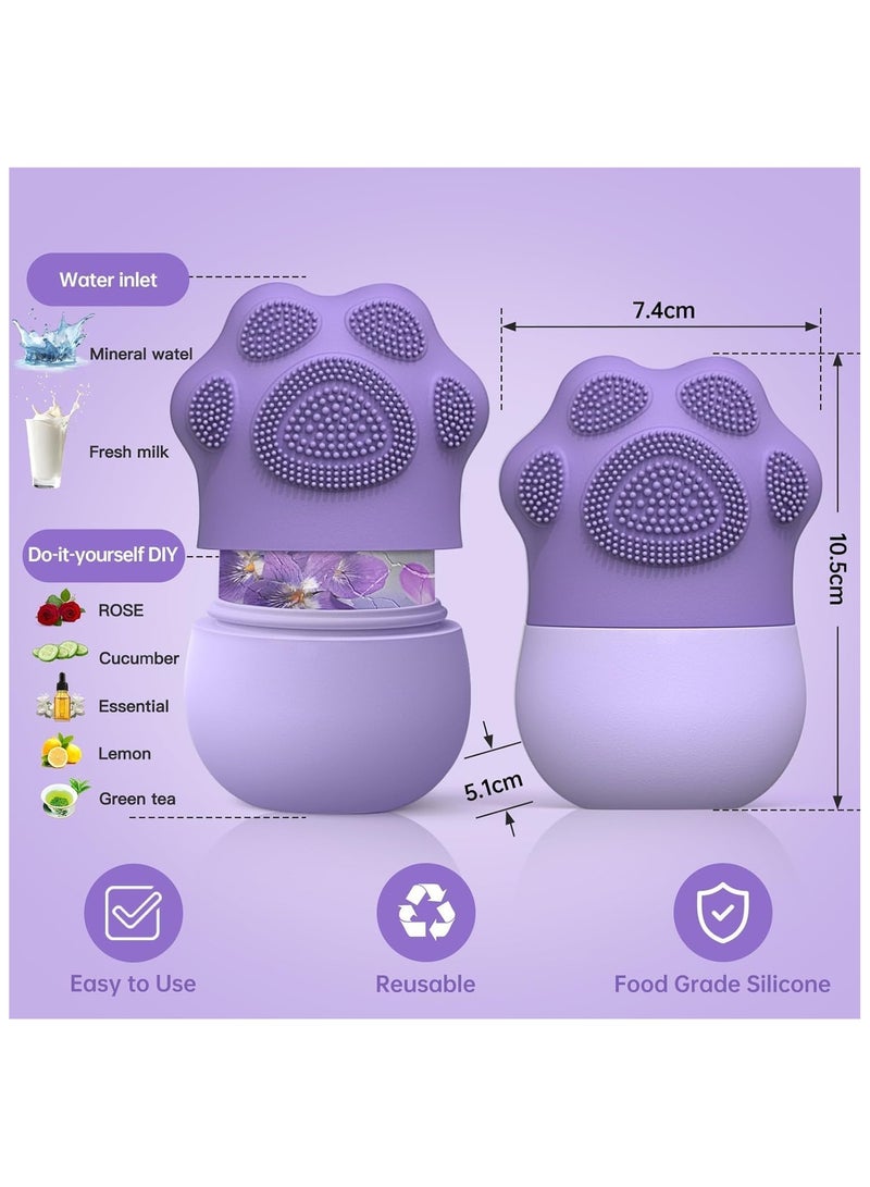 Generic Upgrade 2 in 1 Ice Roller for Face, Cat Paw Shape Beauty Facial Massage & Washing, Glow Cube for Face, Skin Care Tools for Eye Wrinkles, Acne Puffiness Relief (Purple)  - Image 2