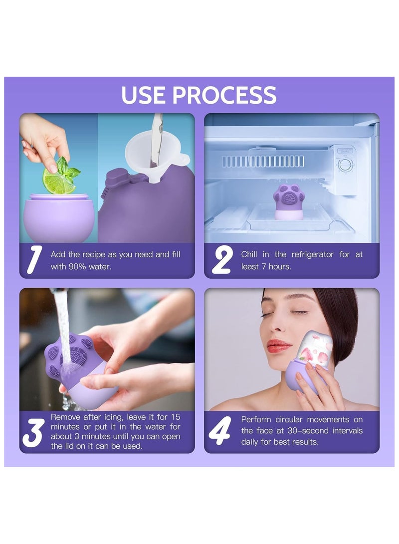 Generic Upgrade 2 in 1 Ice Roller for Face, Cat Paw Shape Beauty Facial Massage & Washing, Glow Cube for Face, Skin Care Tools for Eye Wrinkles, Acne Puffiness Relief (Purple)  - Image 5