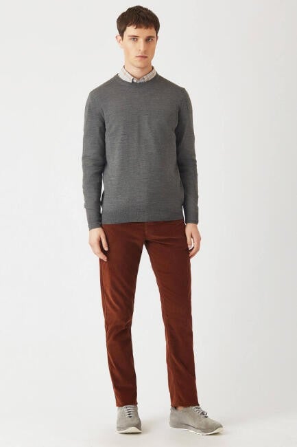 Bisse Men's Crew Neck Knitwear GRAY TR22K22200_D55  - Image 3