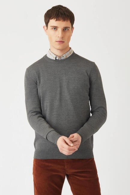 Bisse Men's Crew Neck Knitwear GRAY TR22K22200_D55  - Image 1