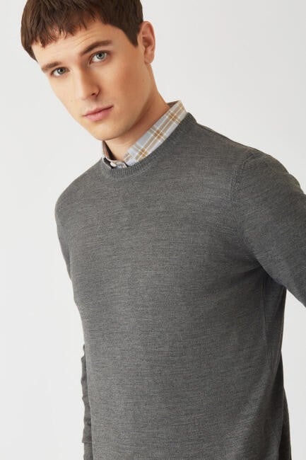 Bisse Men's Crew Neck Knitwear GRAY TR22K22200_D55  - Image 2