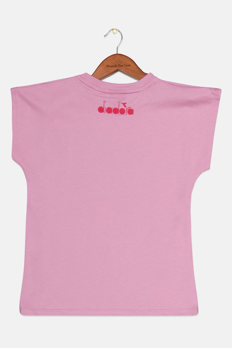 DIADORA Kids Girl Crew Neck Short Sleeves Graphic Printed T-Shirt, Purple - Image 2