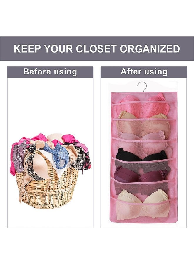 KHANAK Plastic 30 Pockets Double Sided Clear Hanging Bag Underwear Bra Socks Hanger Storage Organizer Wall Hanging Closet Shelves Storage Pockets (Rose) - Image 4