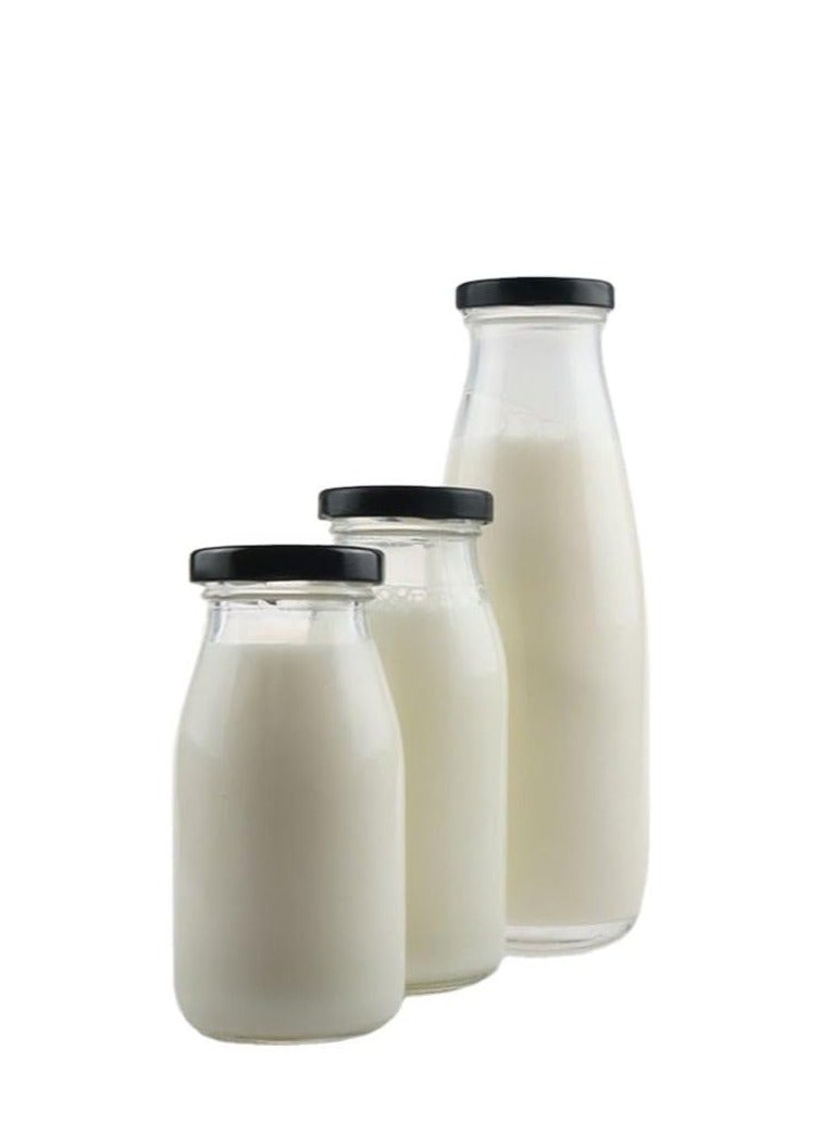 Luxoraq 1-Ltr Clear Glass Milk Bottles with Lids – Empty Reusable Glass Water Bottles, Airtight Containers for Milk, Juice, Smoothies, Kombucha, Coffee, Syrup, and Homemade Drinks - Image 3