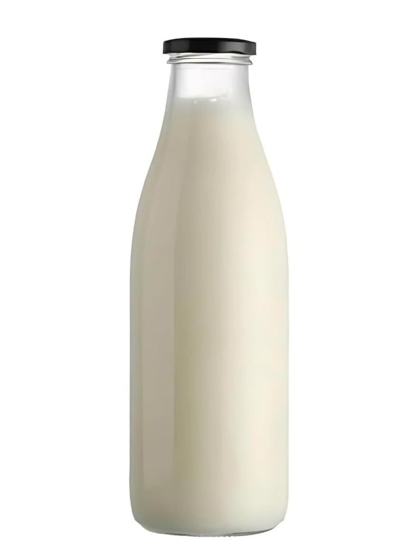 Luxoraq 1-Ltr Clear Glass Milk Bottles with Lids – Empty Reusable Glass Water Bottles, Airtight Containers for Milk, Juice, Smoothies, Kombucha, Coffee, Syrup, and Homemade Drinks - Image 1