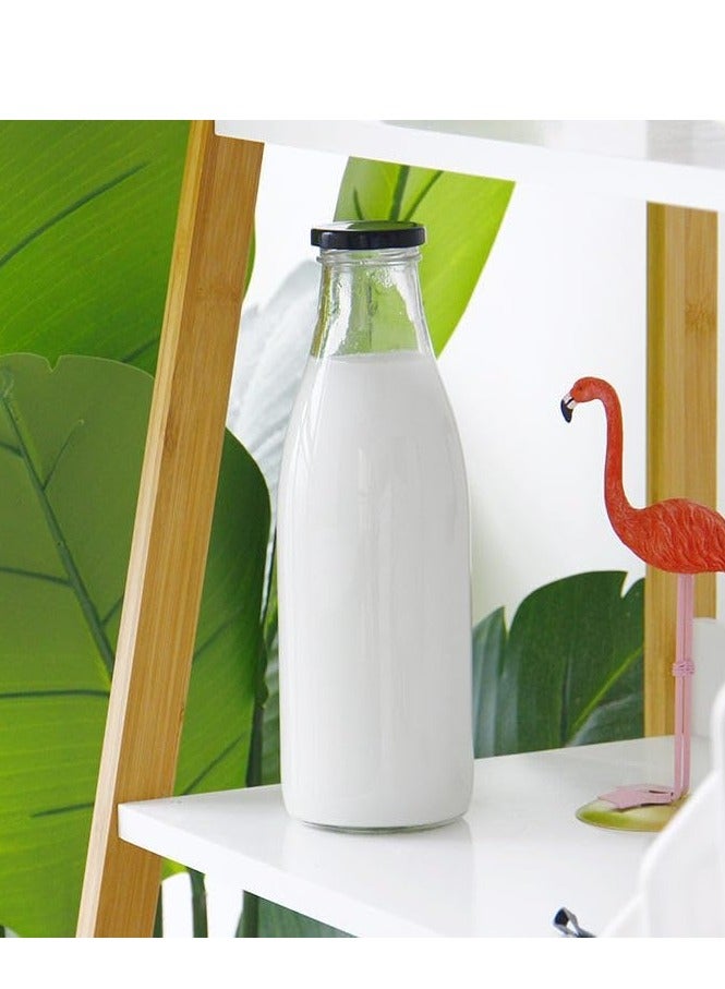 Luxoraq 1-Ltr Clear Glass Milk Bottles with Lids – Empty Reusable Glass Water Bottles, Airtight Containers for Milk, Juice, Smoothies, Kombucha, Coffee, Syrup, and Homemade Drinks - Image 5