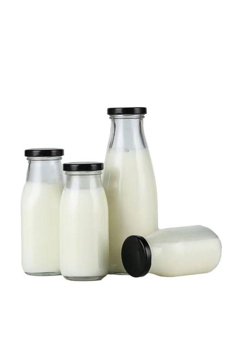 Luxoraq 1-Ltr Clear Glass Milk Bottles with Lids – Empty Reusable Glass Water Bottles, Airtight Containers for Milk, Juice, Smoothies, Kombucha, Coffee, Syrup, and Homemade Drinks - Image 2