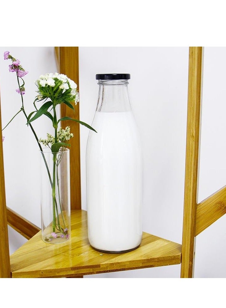 Luxoraq 1-Ltr Clear Glass Milk Bottles with Lids – Empty Reusable Glass Water Bottles, Airtight Containers for Milk, Juice, Smoothies, Kombucha, Coffee, Syrup, and Homemade Drinks - Image 4