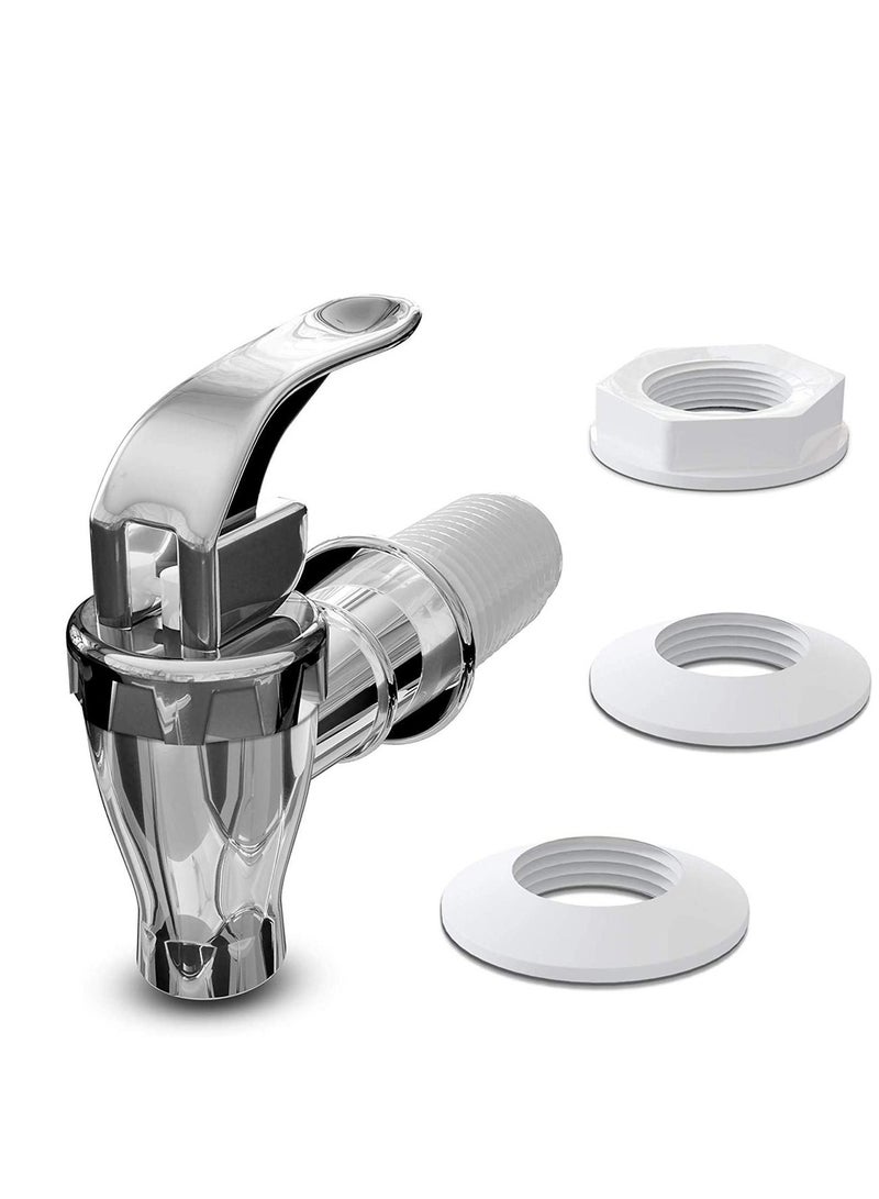 Replacement Spigot for Beverage Dispenser Carafes Chrome Design Lock Open Style (1pack) Push faucet Carafe,