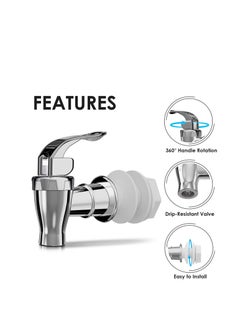 Y&D Replacement Spigot for Beverage Dispenser Carafes Chrome Design Lock Open Style (1pack) Push faucet Carafe,  - Image 4