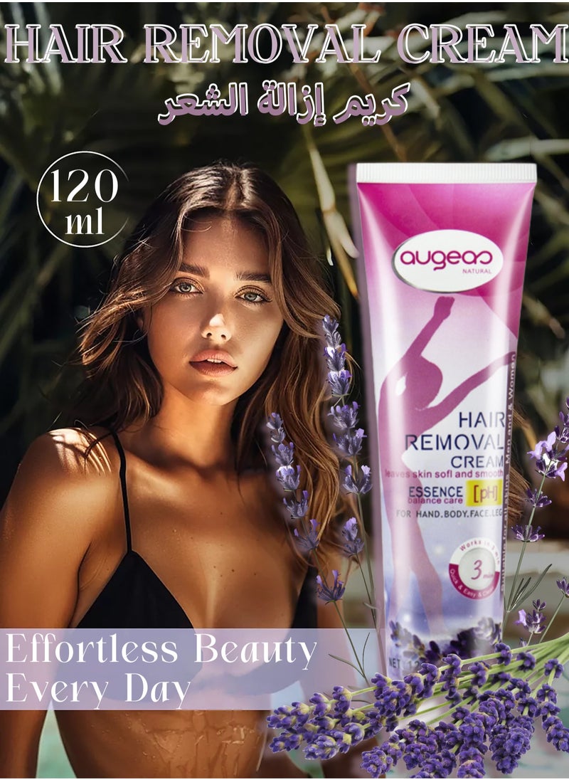 Augeas Hair Removal Cream Depilatory Cream With Essence - Skin Friendly Painless Flawless Hair Remover Cream Painless Flawless Depilatory, Sensitive Formula Suitable For All Skin Types For Women And Men  - Image 1