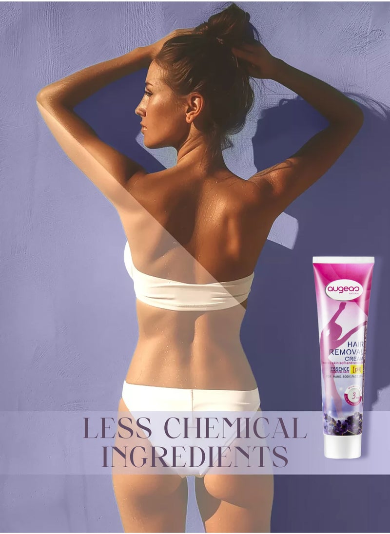 Augeas Hair Removal Cream Depilatory Cream With Essence - Skin Friendly Painless Flawless Hair Remover Cream Painless Flawless Depilatory, Sensitive Formula Suitable For All Skin Types For Women And Men  - Image 5