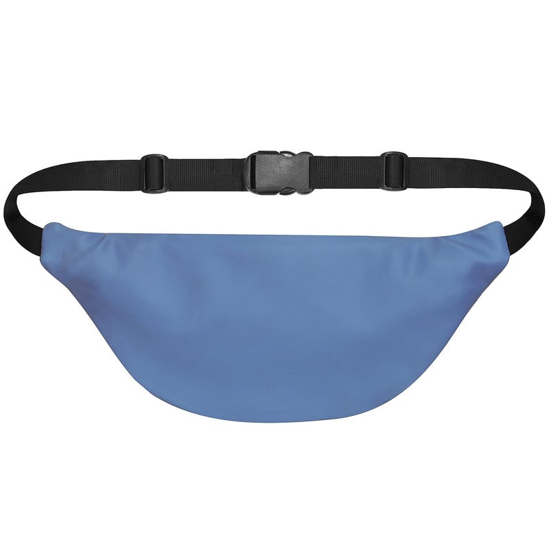 Syutm Unisex Premium Leather Waist Pack Travel Handy Hiking Zip Pouch Elegant Style Document Money Phone Belt Sport Bag for Men and Women Adjustable Strap (Blue) - Image 2