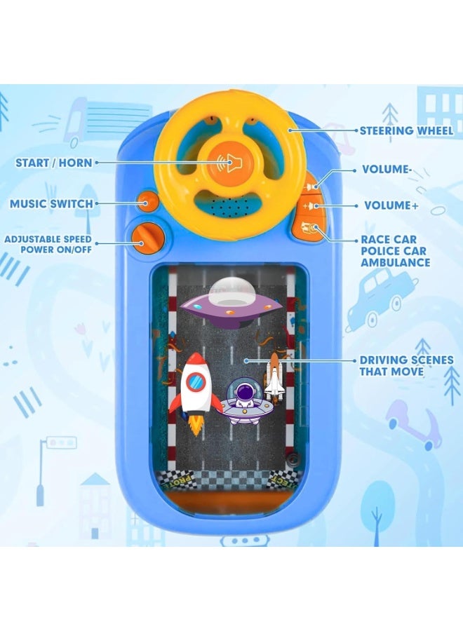 واحة الألعاب لعبة عجلة قيادة مغامرة سفينة الفضاء - لعبة محاكاة قيادة تفاعلية مع أضواء وموسيقى، لعبة تعليمية للأطفال من سن 3 إلى 6 سنوات، هدية تظاهر ممتعة للأولاد والبنات - Image 5