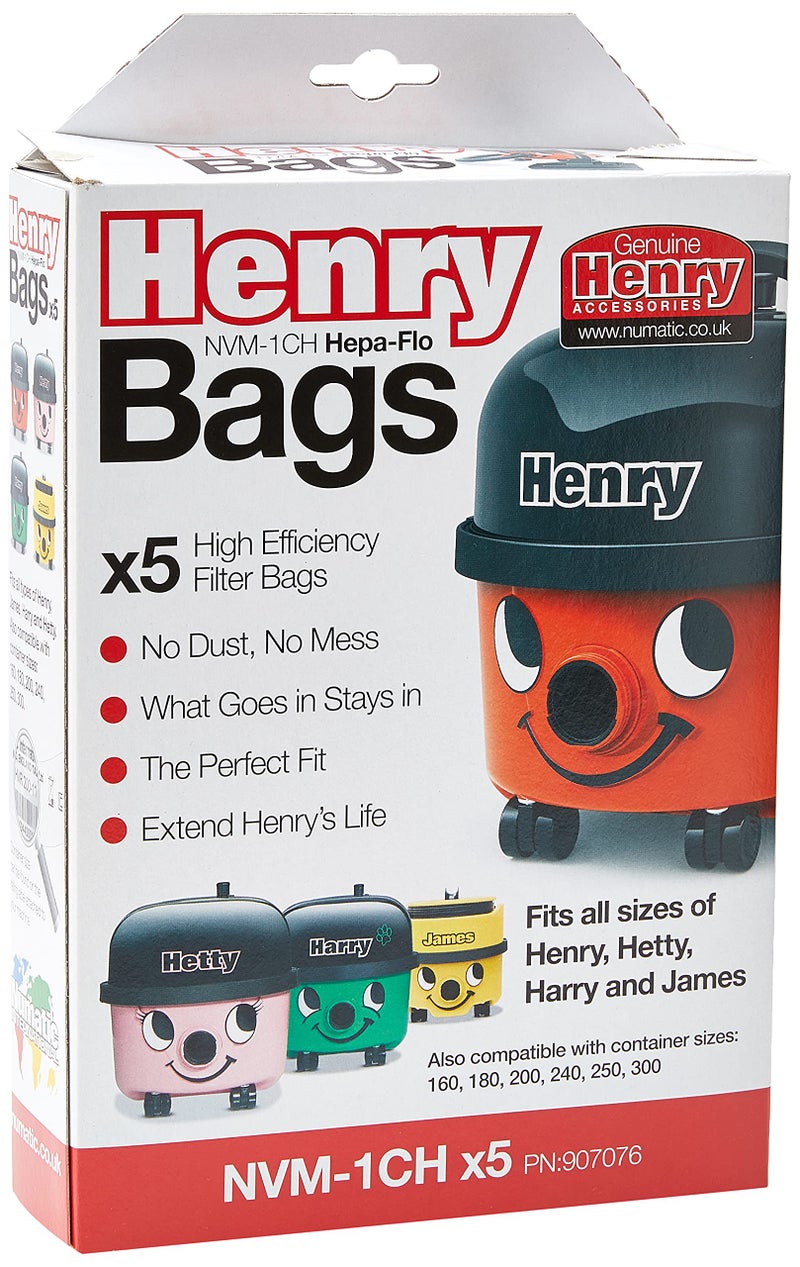 Henry NVM1CH907076 HepaFlo Vacuum Bags Pack of 5 White