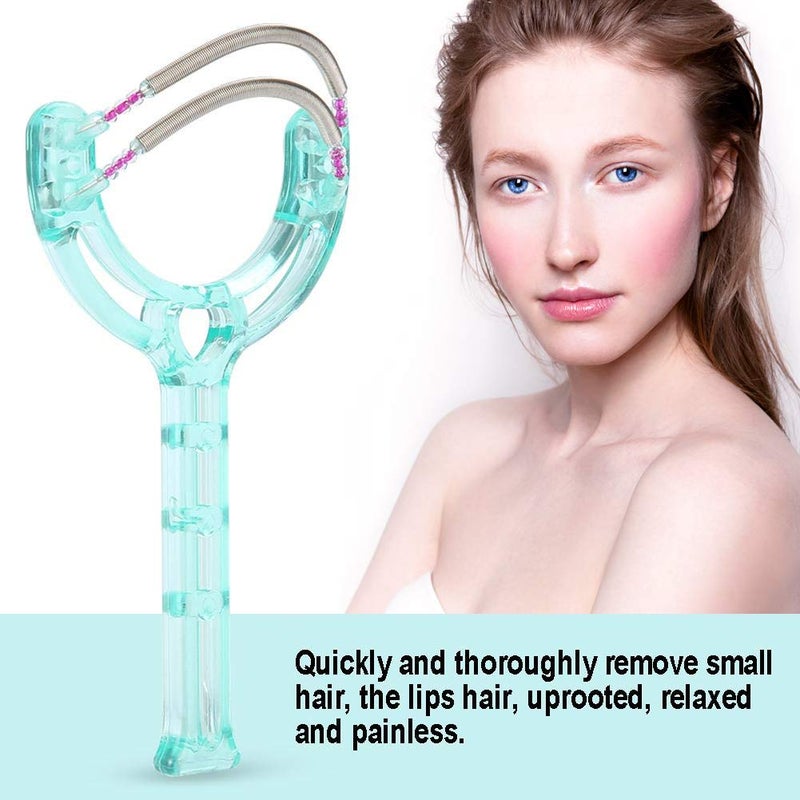 woobles Facial Hair Remover, Effective Epilator Portable Face Lips Hair Removal Plastic Spring Device Beauty Tool for Women & Men Hair Removal Spring Threading Epilator Face Facial Hair Removal Stick (Green)-Green - Image 4