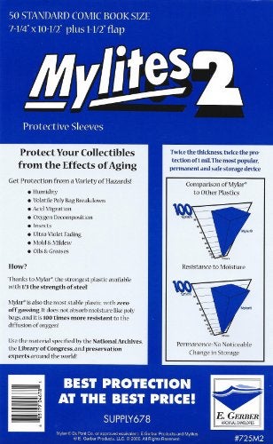 E. Gerber Mylites 2 Mil Comic Book Standard Size 7 1/4" x 10 1/2" Plus 1-1/2" Flap Pack of 50 - Image 3