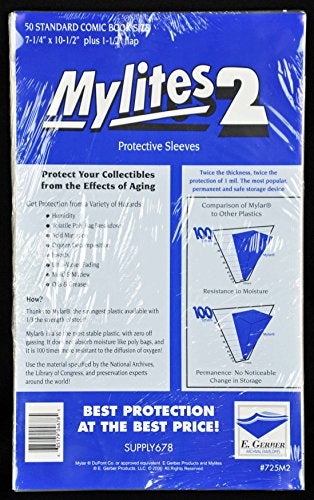 E. Gerber Mylites 2 Mil Comic Book Standard Size 7 1/4" x 10 1/2" Plus 1-1/2" Flap Pack of 50 - Image 2
