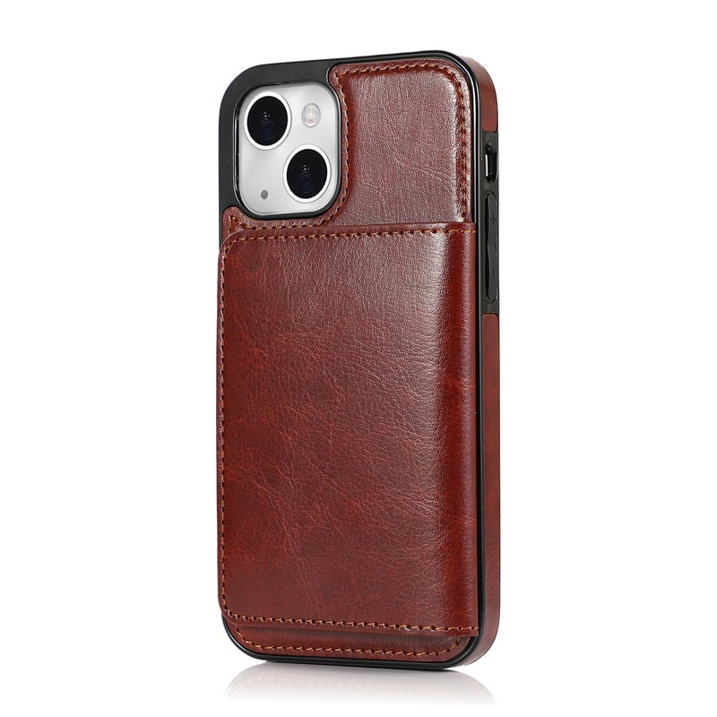 HuHa Protective Cover For iPhone 14 Plus Shockproof PU + TPU Phone Case(Brown) - Image 2