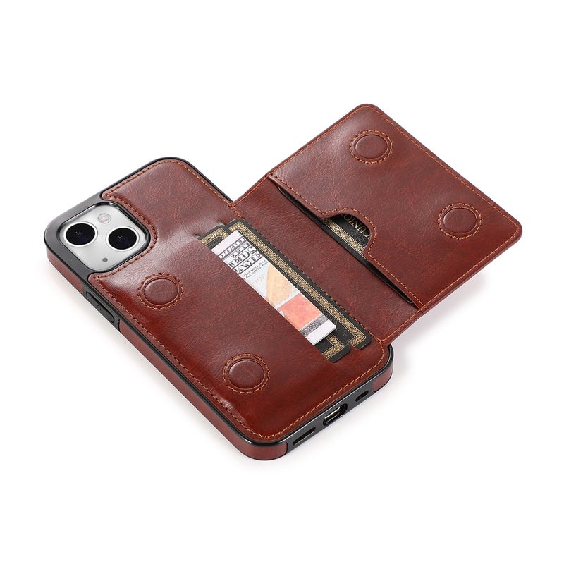 HuHa Protective Cover For iPhone 14 Plus Shockproof PU + TPU Phone Case(Brown) - Image 5