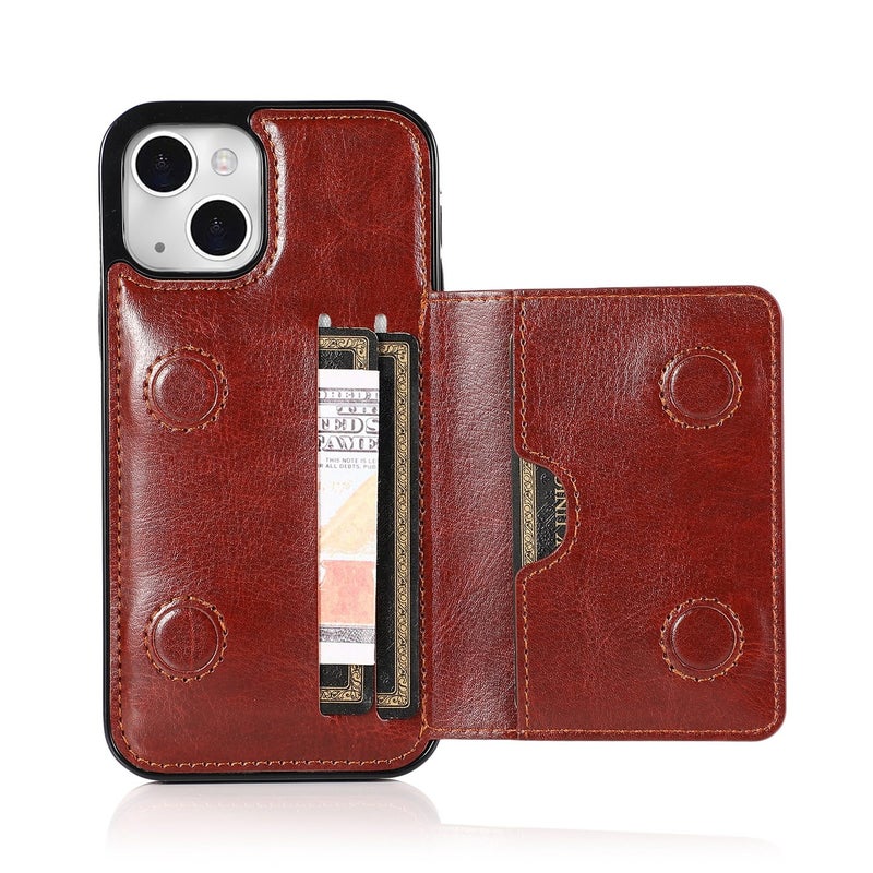 HuHa Protective Cover For iPhone 14 Plus Shockproof PU + TPU Phone Case(Brown) - Image 4